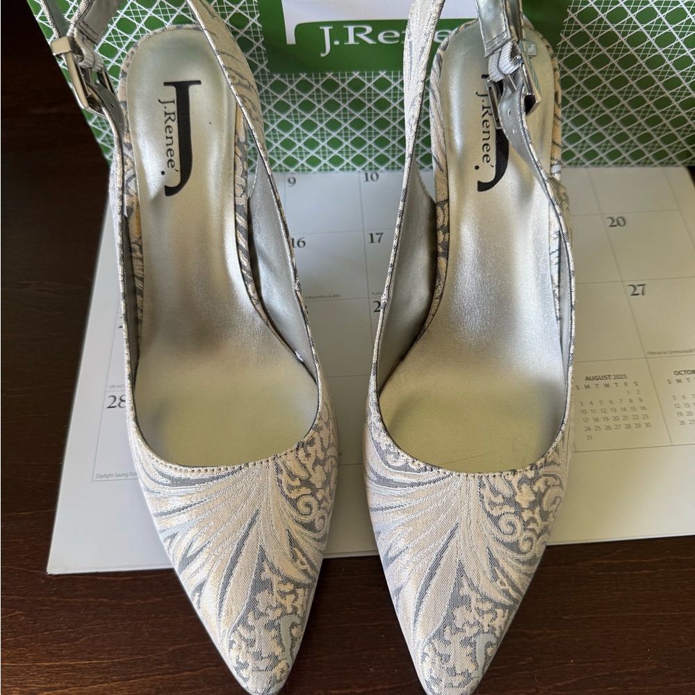 J. Renee brocade shoe 8M sling back